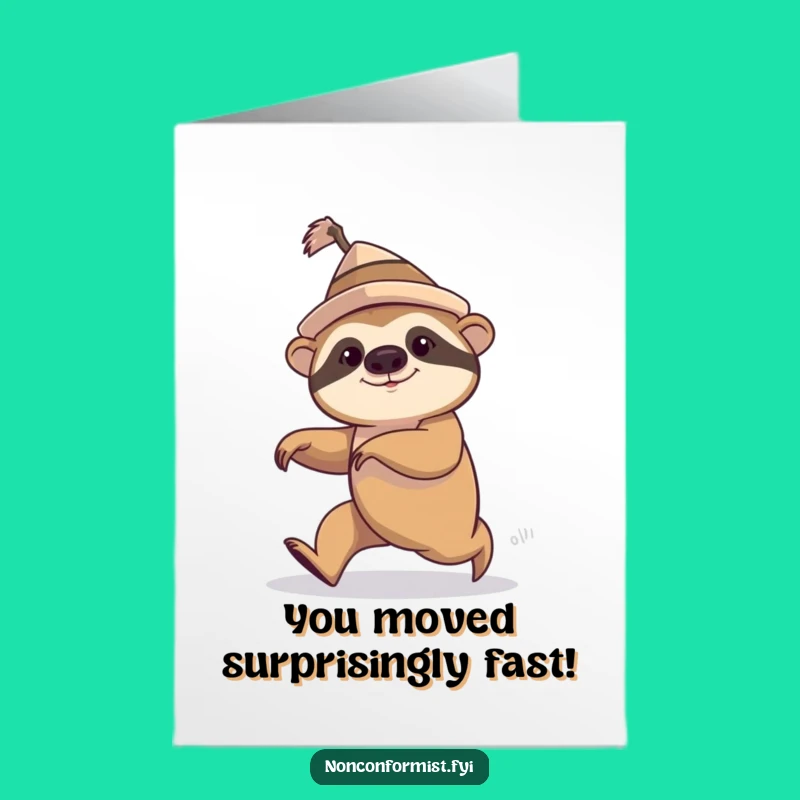 Free Printable Sloth Congrats Card: Funny Sloth Speed Walk Greeting, Unique Downloadable Gift