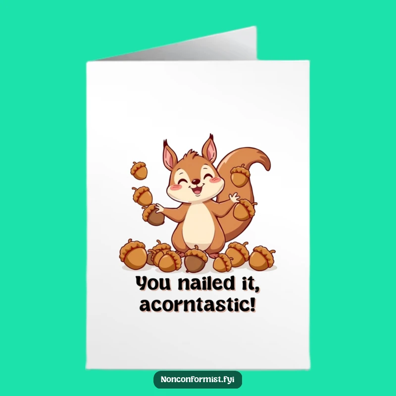 Free Printable Squirrel Congratulations Card: Juggling Success Downloadable Greeting