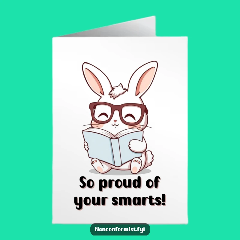 Free Printable Congrats Card: Studious Bunny for a Funny Downloadable Celebration
