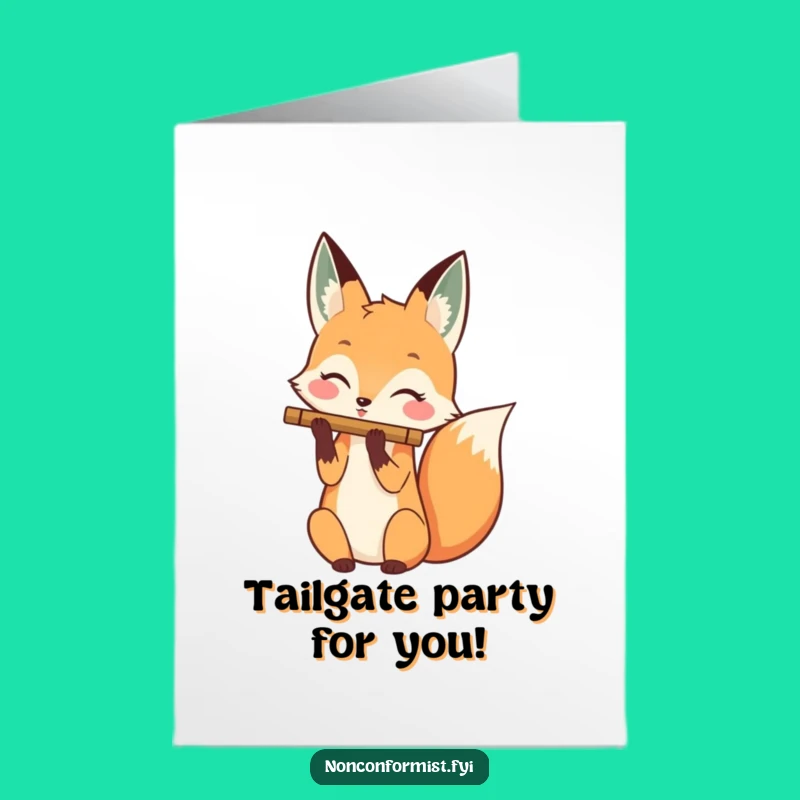 Free Printable Congrats Card: Fox Playing Flute Tail - Funny Downloadable Success Gift