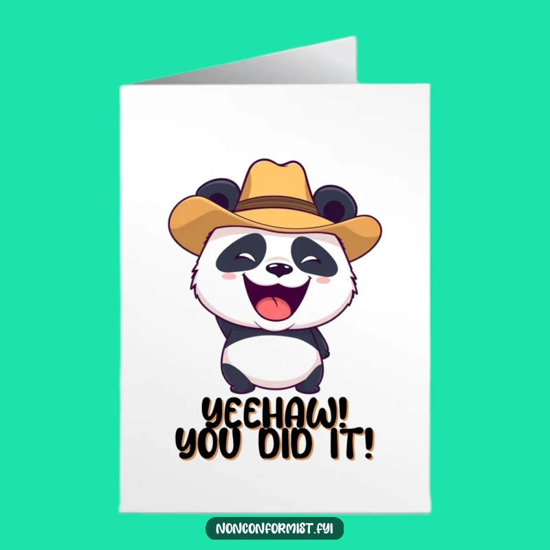 Free Printable Congrats Card: Panda Cowboy Roars Celebration!