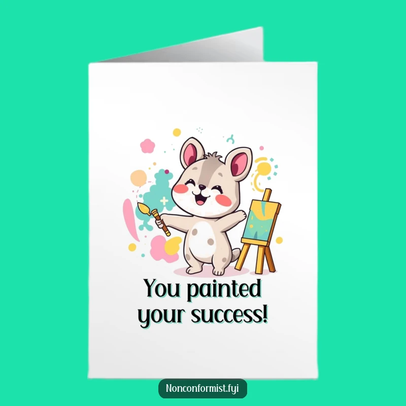 Free Printable Congrats Card: Animal Painter Abstract Art Funny Downloadable Gift
