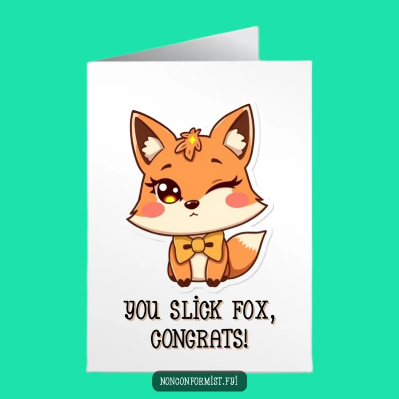 Free Printable Fox Bow Tie Congrats Card: Smooth Style, Downloadable Greeting