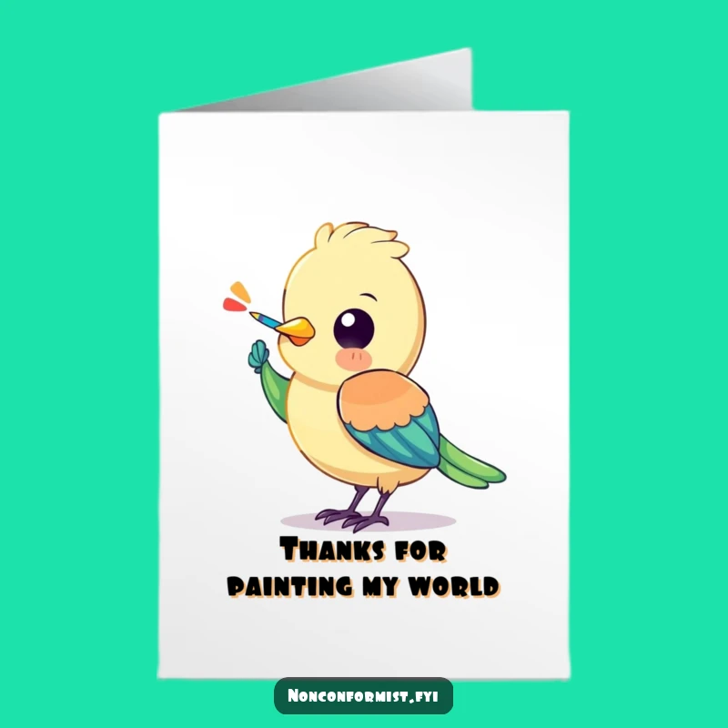 Free Printable Bird Thank You Card: Artistic character, perfect funny downloadable gift for showing gratitude.