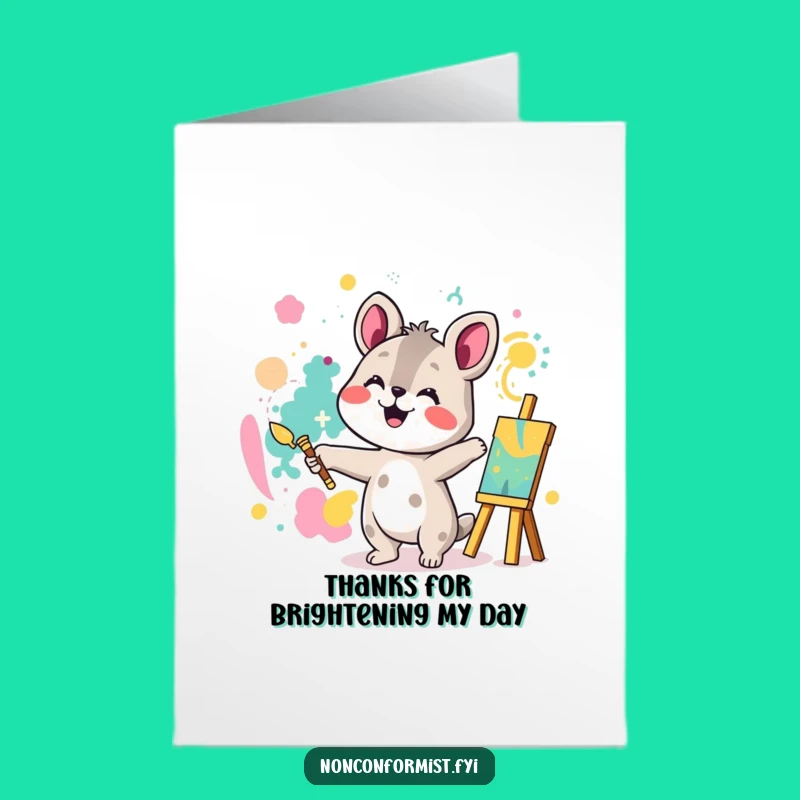 Free Printable Thank You Card: Animal Painter Abstract Art Funny Downloadable Gift