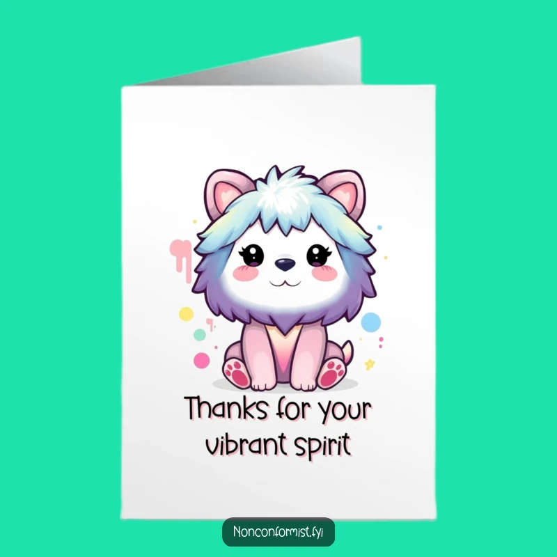 Free Printable Thank You Card: Animal Rainbow Art, Odd Colors Paint, Funny DIY Gift