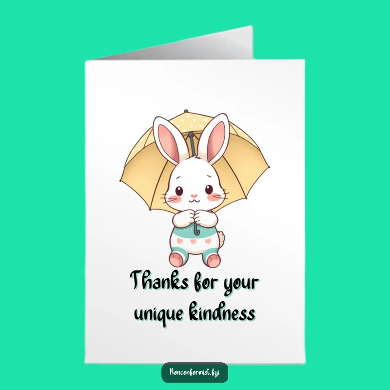Free Printable Thank You Card: Bunny's Umbrella Shield, Cute Downloadable Gift