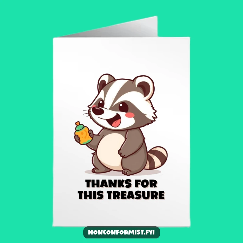 Free Printable Thank You Card: Excited Badger Unusual Object Gift