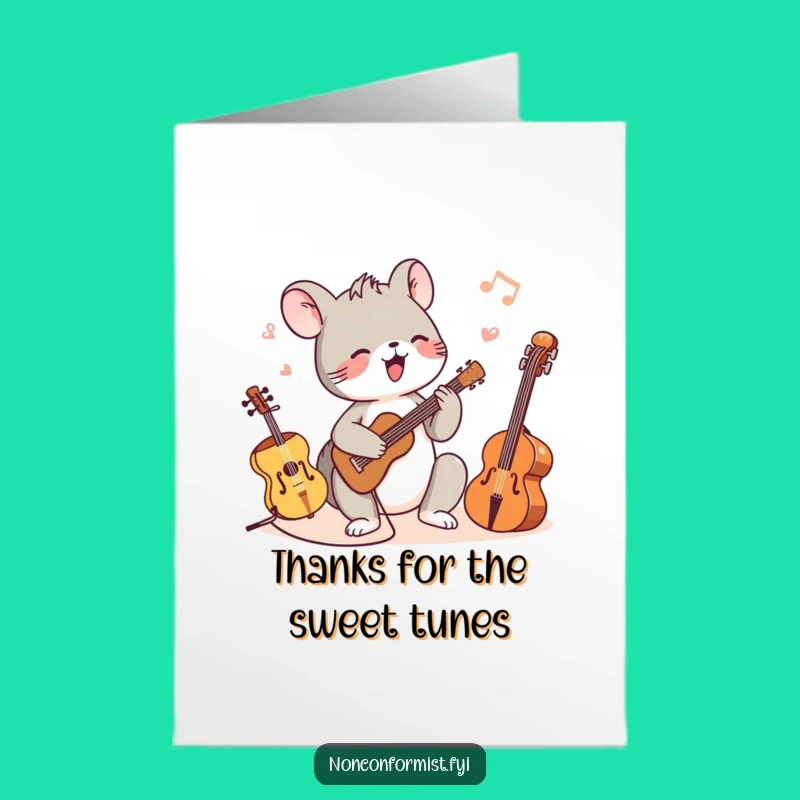 Free Printable Thank You Card: Melodious Animal Gratitude for a Funny DIY Gift