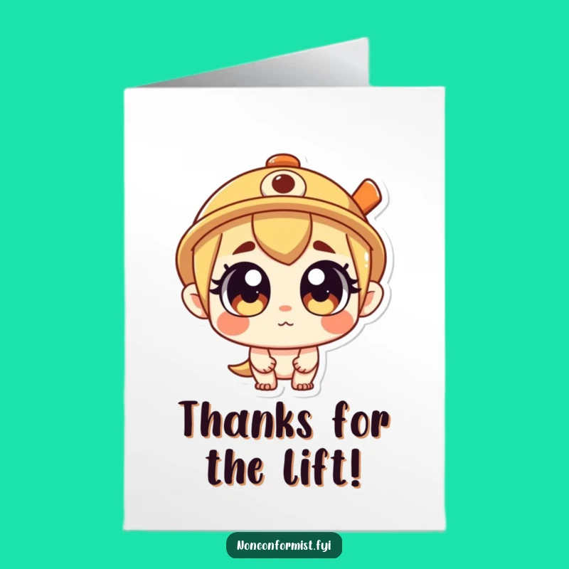Free Printable Thank You Card: Propeller Hat Character, Express Gratitude with Humor, Downloadable Gift