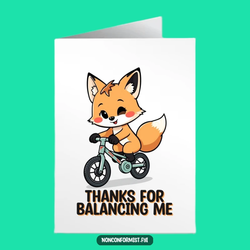 Free Printable Thank You Card: Quirky Fox Unicycle Funny Gift