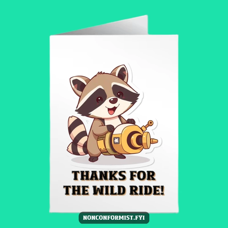 Free Printable Thank You Card: Raccoon's Wacky Contraption - Heartfelt Funny Downloadable Gift