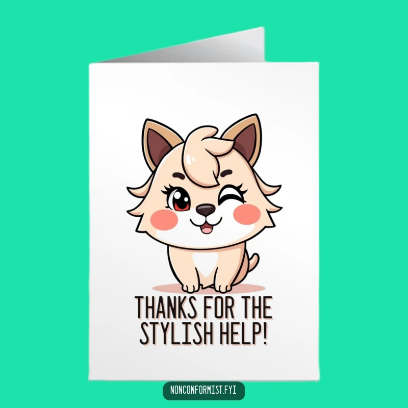 Free Printable Thank You Card: Winking Animal, Funky Hair Gratitude, Humorous Downloadable Note