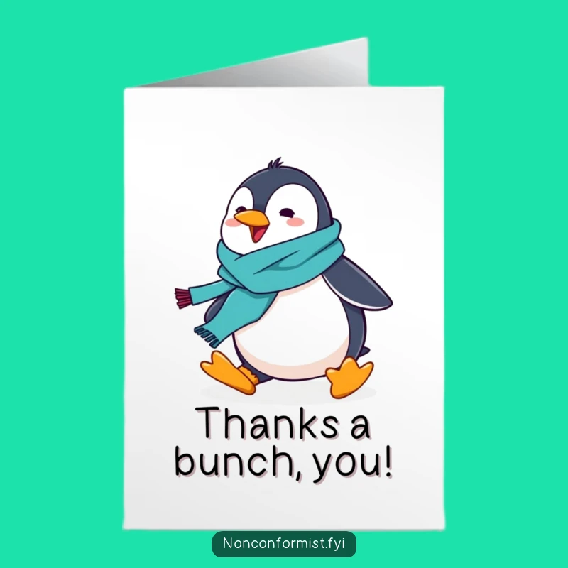 Free Printable Penguin Thank You Card: Funny Tripping Penguin Greeting, Heartfelt Downloadable Gift