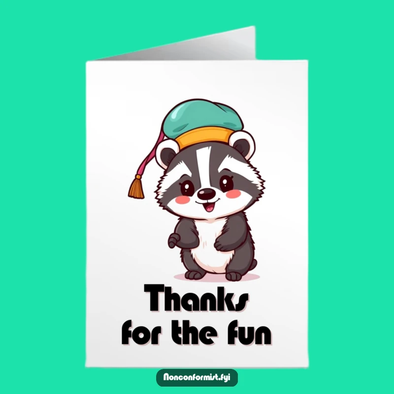Free Printable Badger Hat Thank You Card: Colorful Thanks, Downloadable