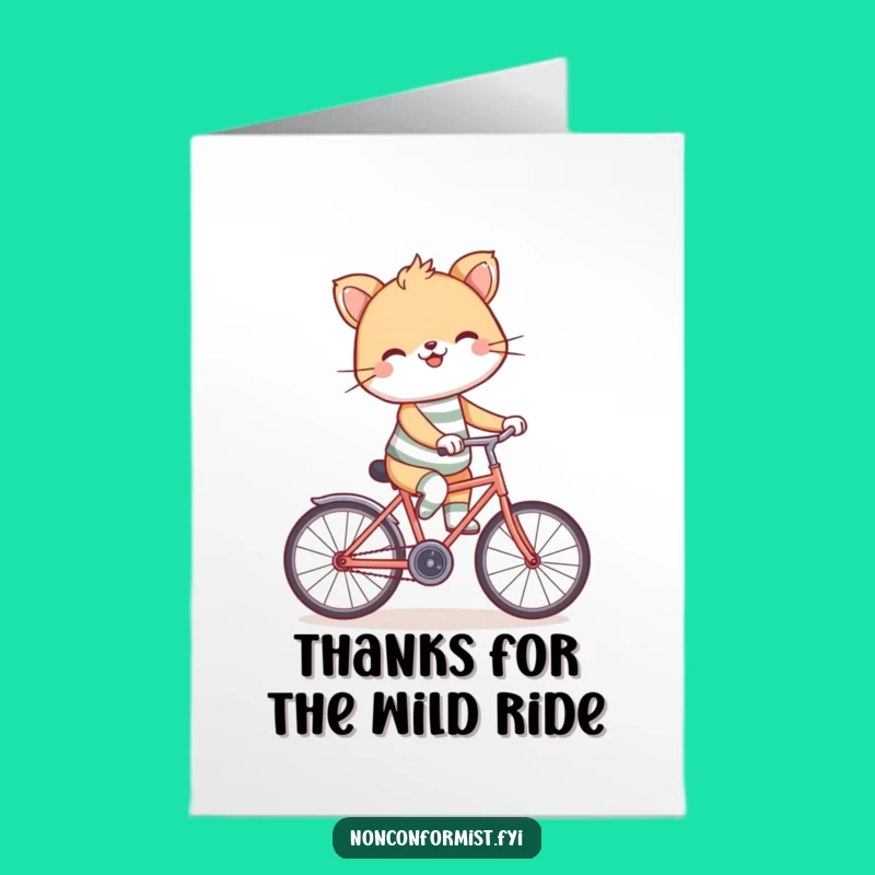 Free Printable Thank You Card: Funny Animal Rides Backwards to Say Thanks!