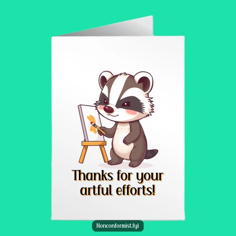 Free Printable Thank You Card: Badger's Artful Thanks - Sweet Funny Downloadable Gift