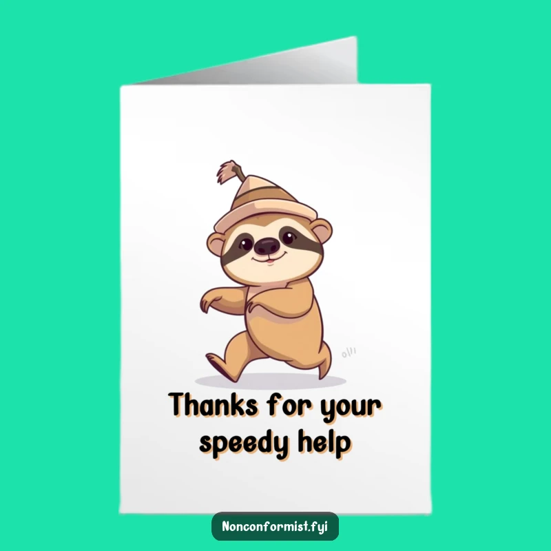 Free Printable Sloth Thank You Card: Funny Sloth Speed Walk Greeting, Heartfelt Downloadable Gift