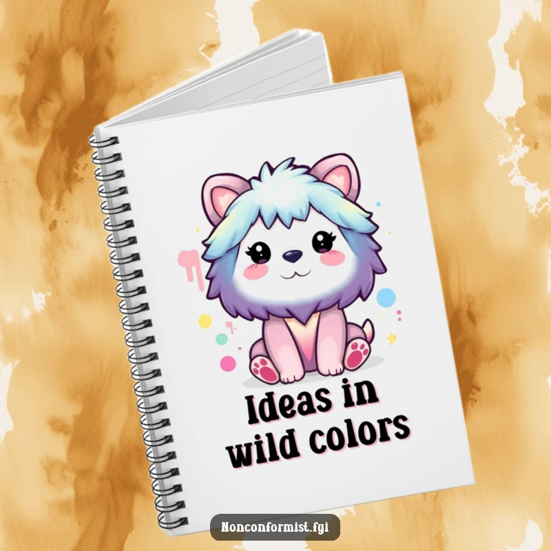 Funny Notebook: Animal character painting a rainbow with odd colors, ready for humorous artistic notes.