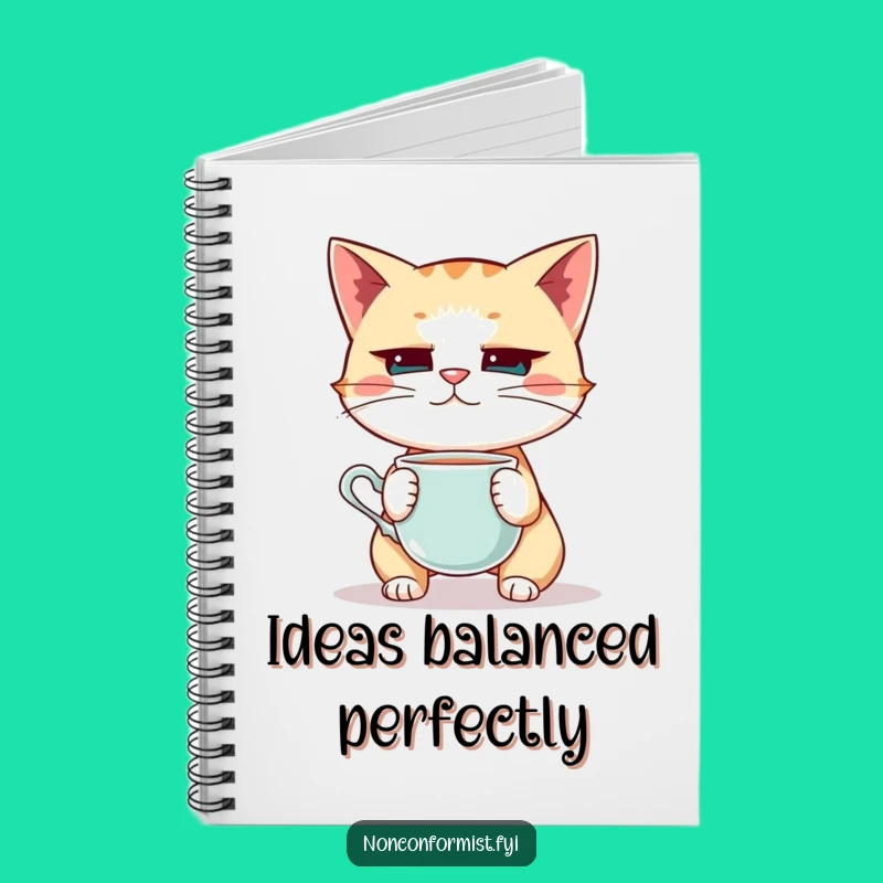 Funny Cat Teacup Balance Notebook: Jot Down Ideas with Focused Humor