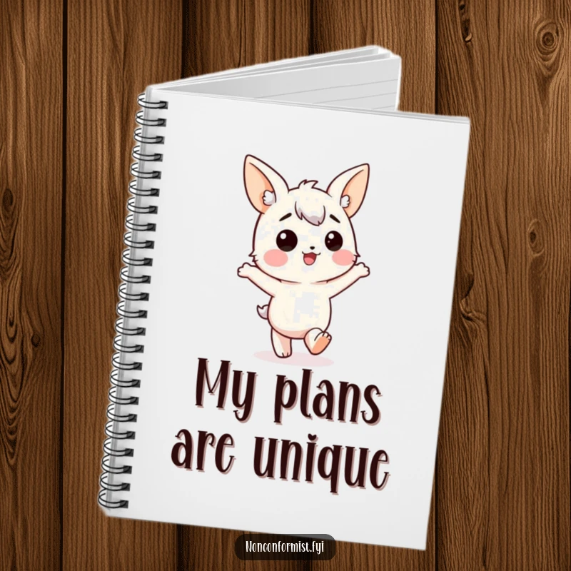 Funny Notebook: Character with mismatched ears, marching happily in the wrong direction, ready for humorous notes.