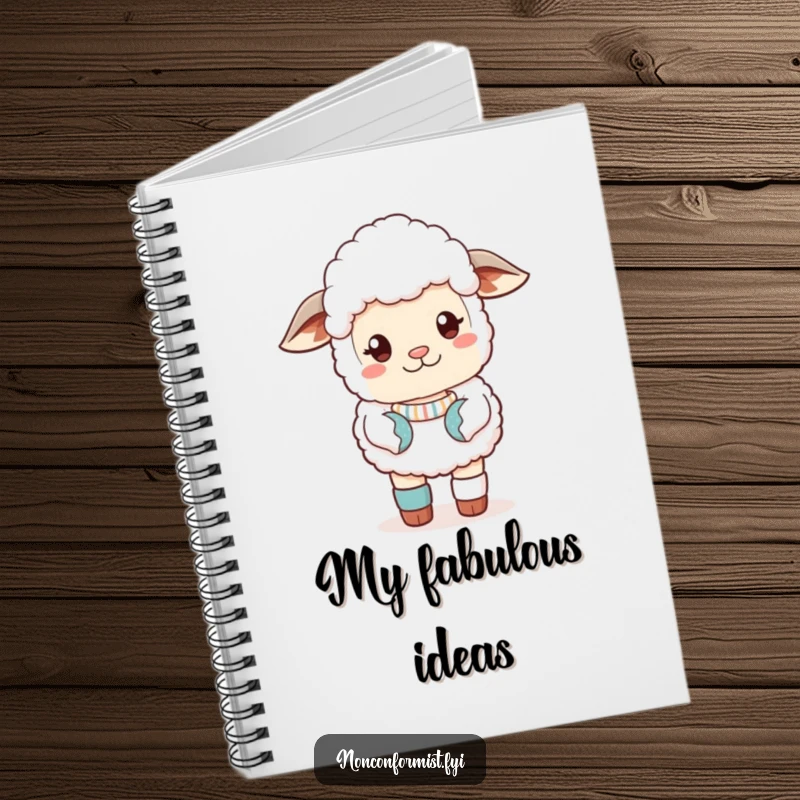 Funny Notebook featuring a cute sheep in a sassy pose with mismatched socks, perfect for jotting down thoughts.