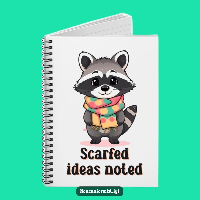 Funny Raccoon Scarf Notebook: Curious Tilt Journal, Gift
