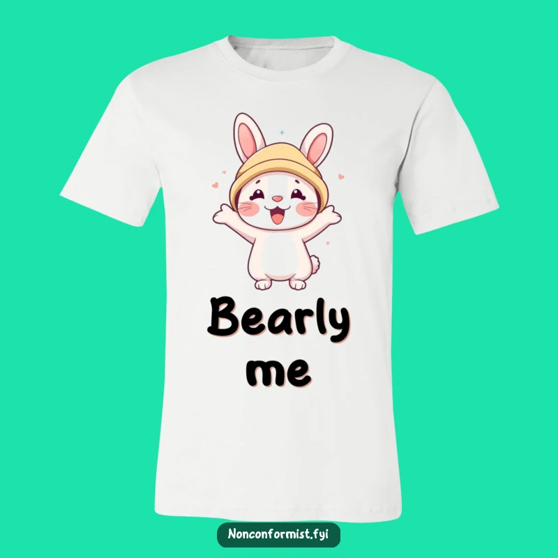 Funny Rabbit Bear Hat T-Shirt: Cute Character Tee, Humorous Wearable Gift
