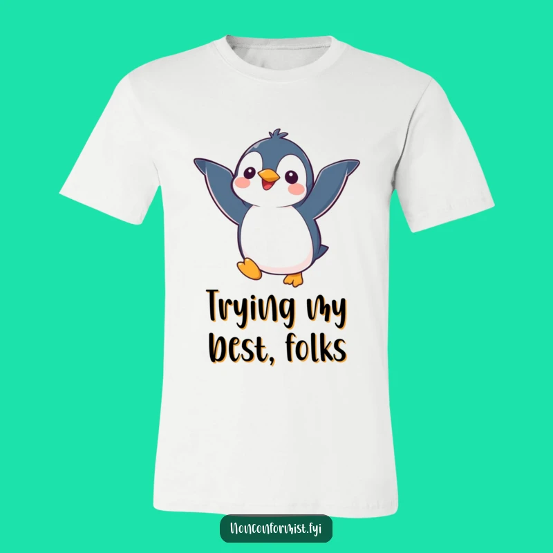 Funny Penguin's Wings T-Shirt: Cute Kawaii Character Tee for Hilarious Gifts