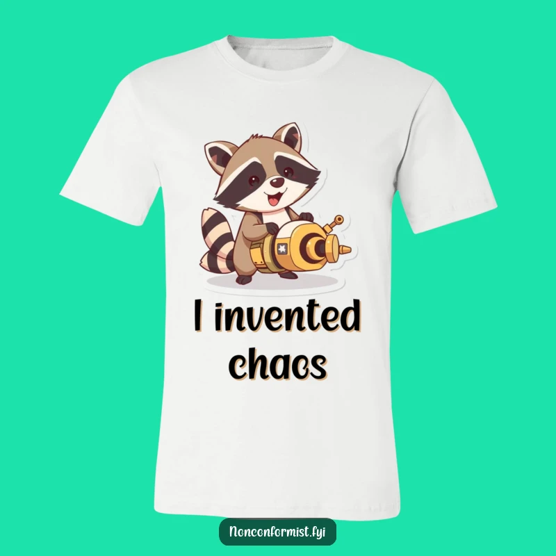 Funny Raccoon Building Contraption T-Shirt: Wearable Humor for Creative Minds!