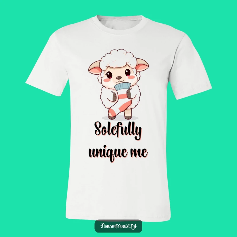 Funny Sheep Mismatched Sock T-Shirt - Comical & Charming Gift for Sheep Lovers