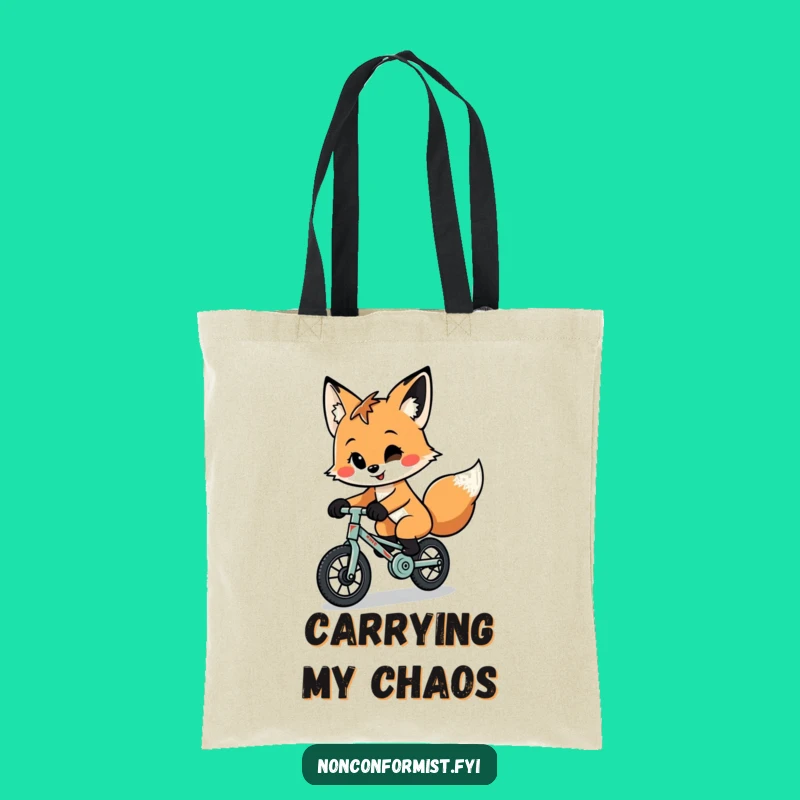 Funny Fox Unicycle Tote Bag: Quirky Character Carryall for Everyday Errands