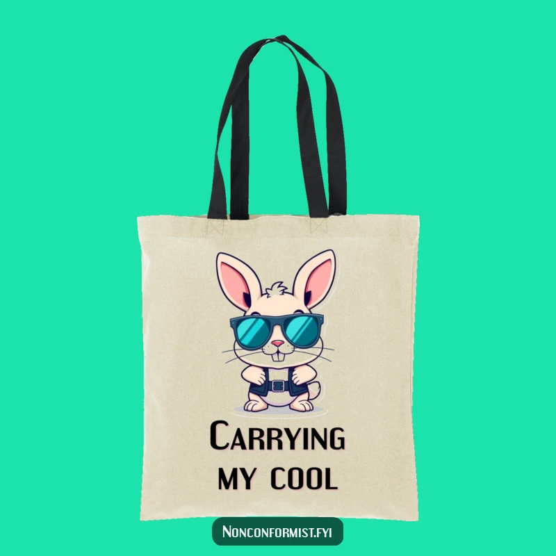 Funny Bunny Sunglasses Tote Bag: Rebellious Character Carryall for Everyday Use