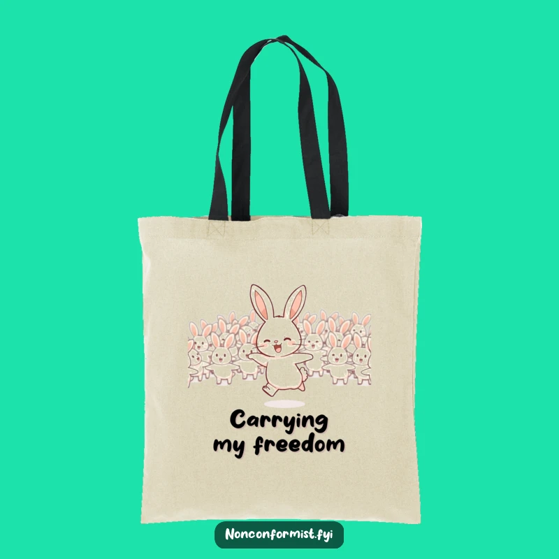 Funny Rabbit Flock Tote Bag: Carry Your Own Direction!