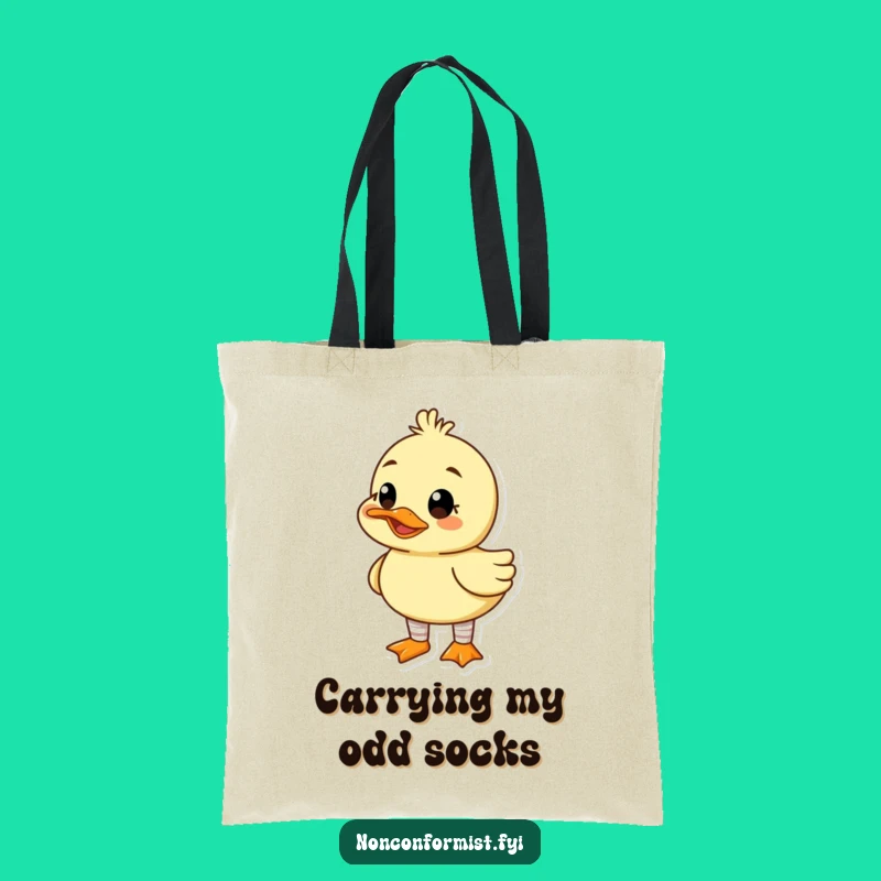Funny Duck Mismatched Socks Tote Bag: Carry Your Quirky Style