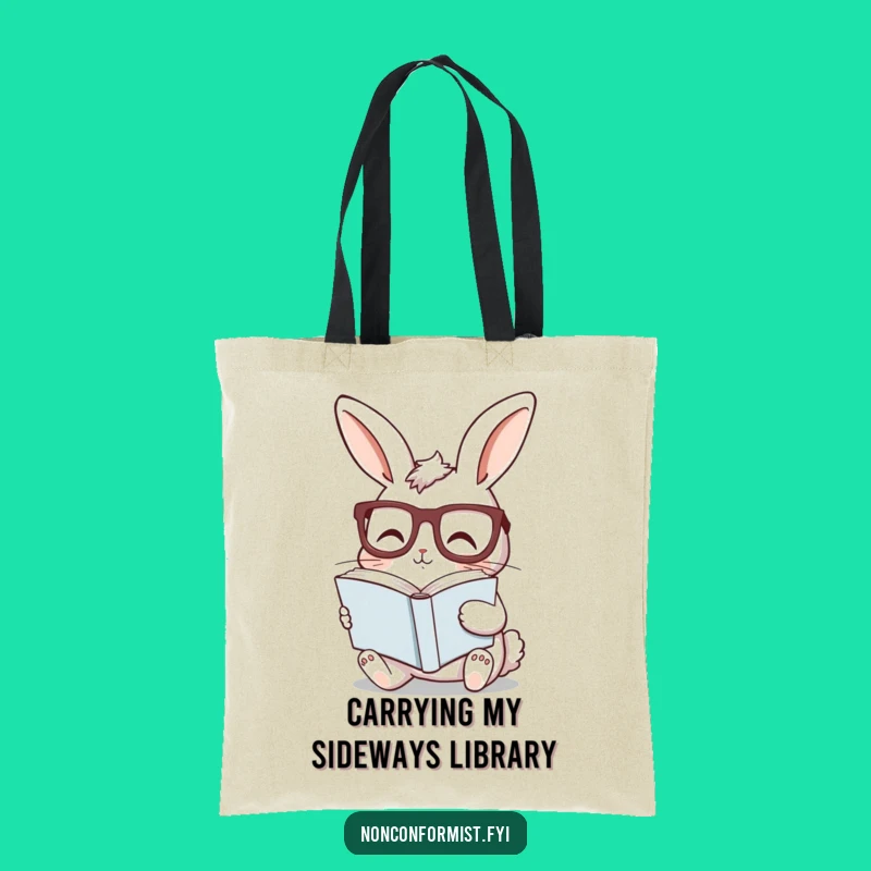 Funny Bunny Reading Tote Bag - Carry Your Books with Quirky Intellectual Style