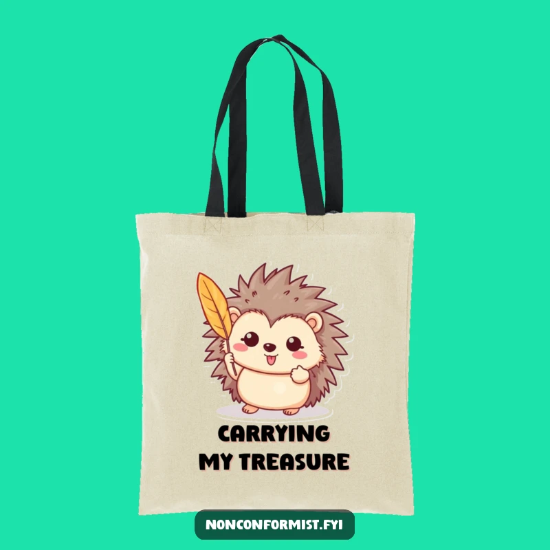 Funny Hedgehog Feather Tote Bag: Proud Character Accessory, Humorous Nature Gift