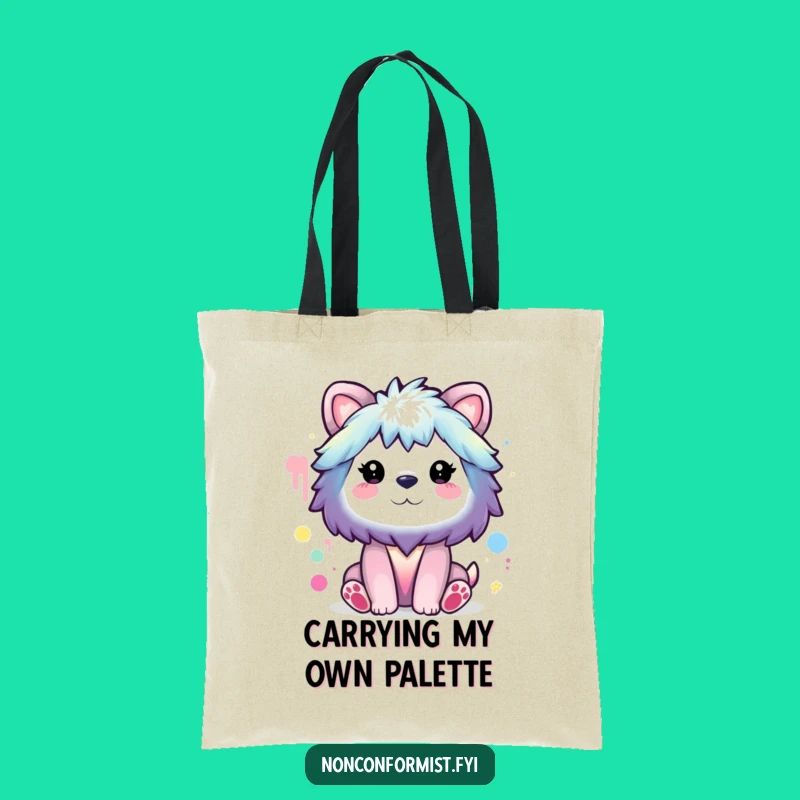 Funny Animal Rainbow Painter Tote Bag: Carry Your Creative Colors