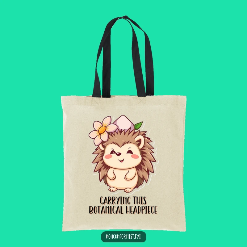 Funny Hedgehog Flower Hat Tote Bag - Stylish and Humorous Carry-All for Daily Errands