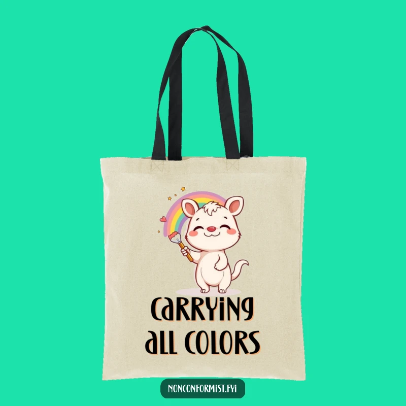 Funny Rainbow Painter Animal Tote Bag: Stylish and Hilarious Gift for Art Enthusiasts
