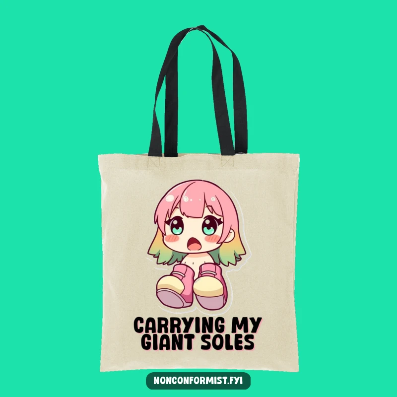 Funny Surprised Shoe Character Tote Bag: Carry Your Surprise in Style, Wonderful Funny Gift