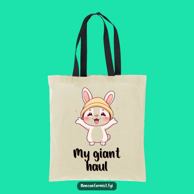 Funny Rabbit Bear Hat Tote Bag: Cute Character Accessory, Humorous Gift